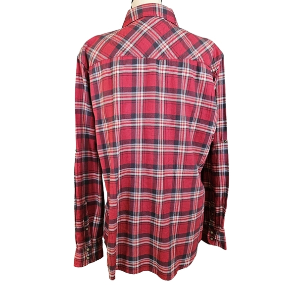 Jachs Girlfriend Snap Button Down Flannel, XXL, Red/White/Blue - Picture 3 of 14